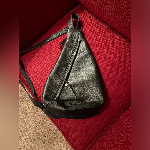 NWOT The Sak Black Leather Sling Backpack - New 5 pocket Leather 1 side canvas. - Picture 12 of 16